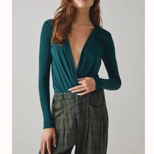 Free People Turnt Bodysuit, Pine color, size large